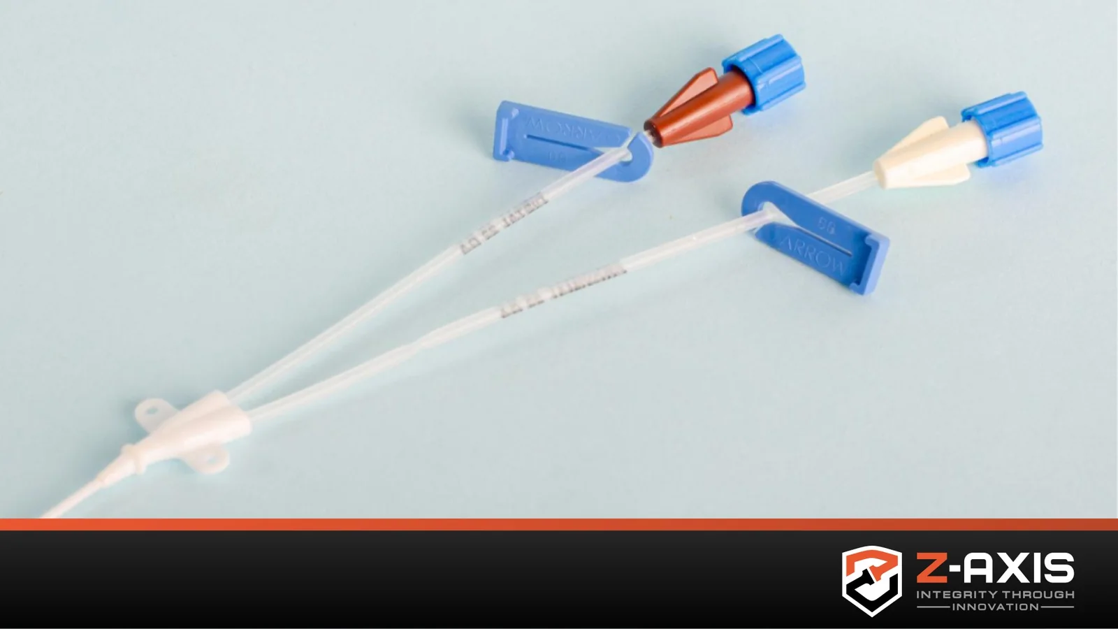 Central Venous Catheter (CVC) kit. Black banner on the bottom of the image with Zaxis logo.