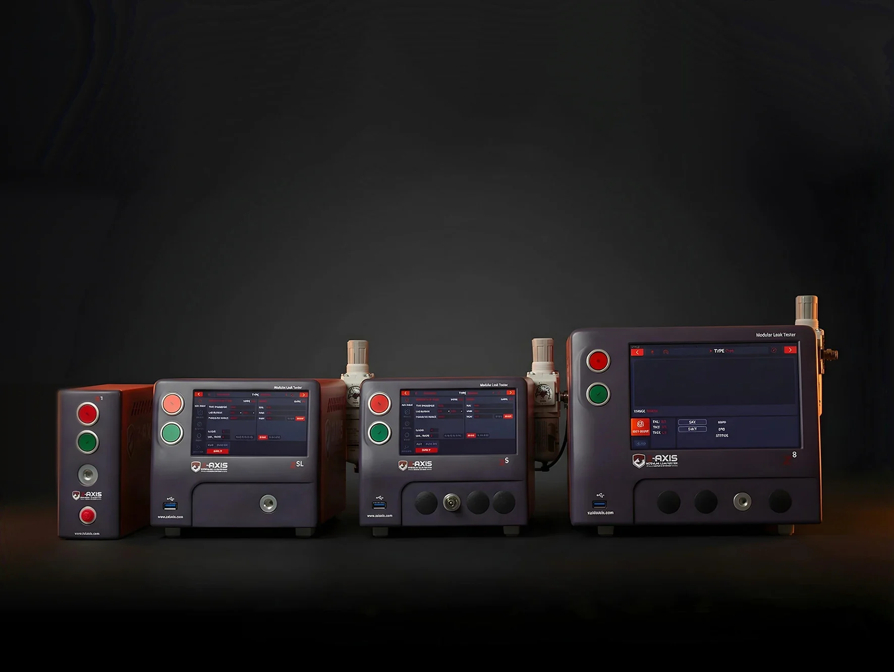 Zaxis air leak tester family arranged in a studio