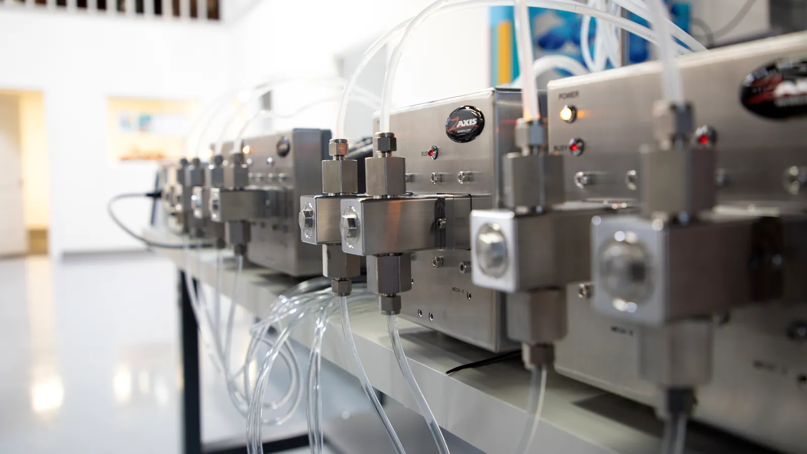 Metering-pump tubing on a production line