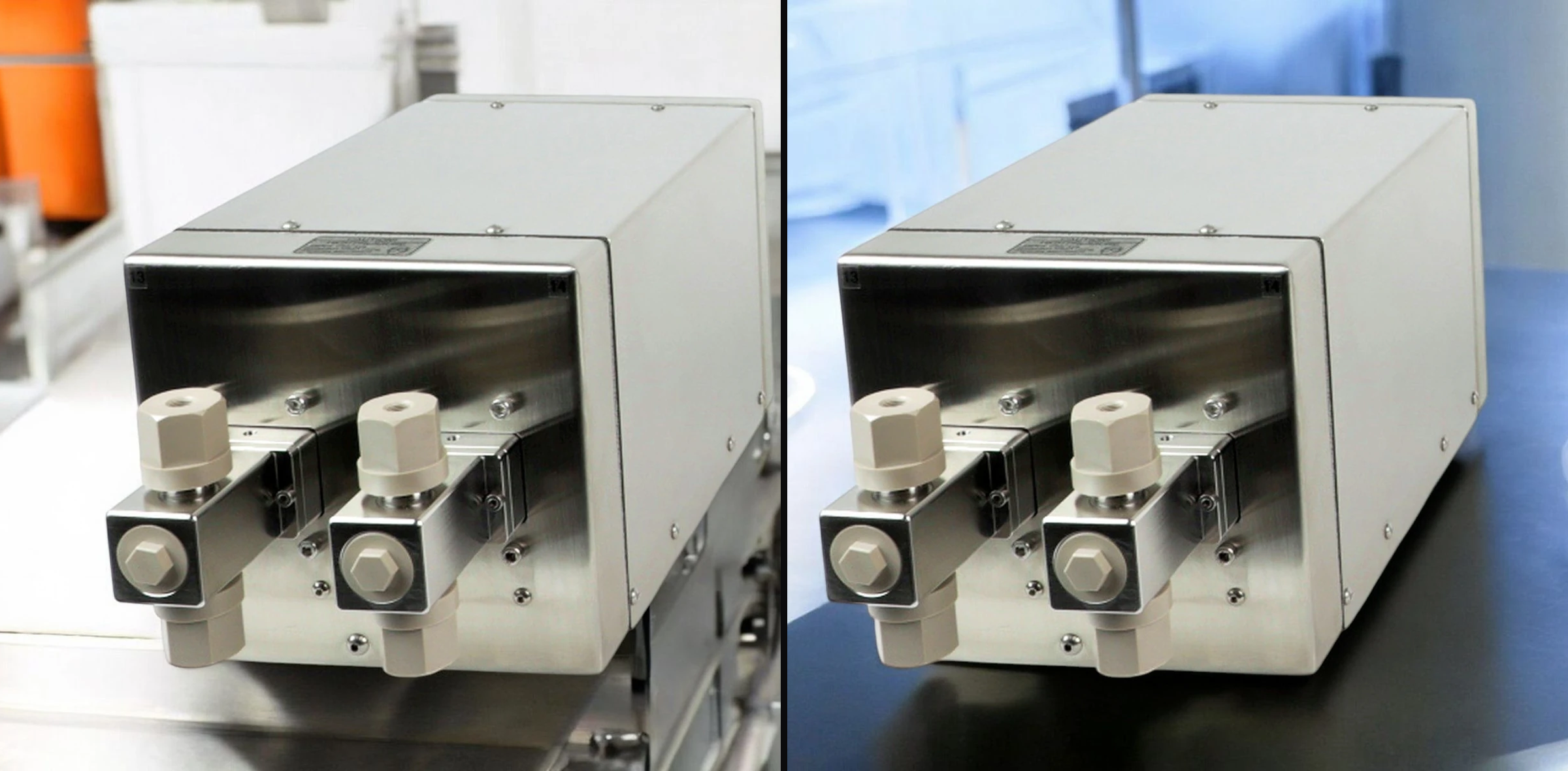 eVmP2 dual enclosure on a production line and in a laboratory
