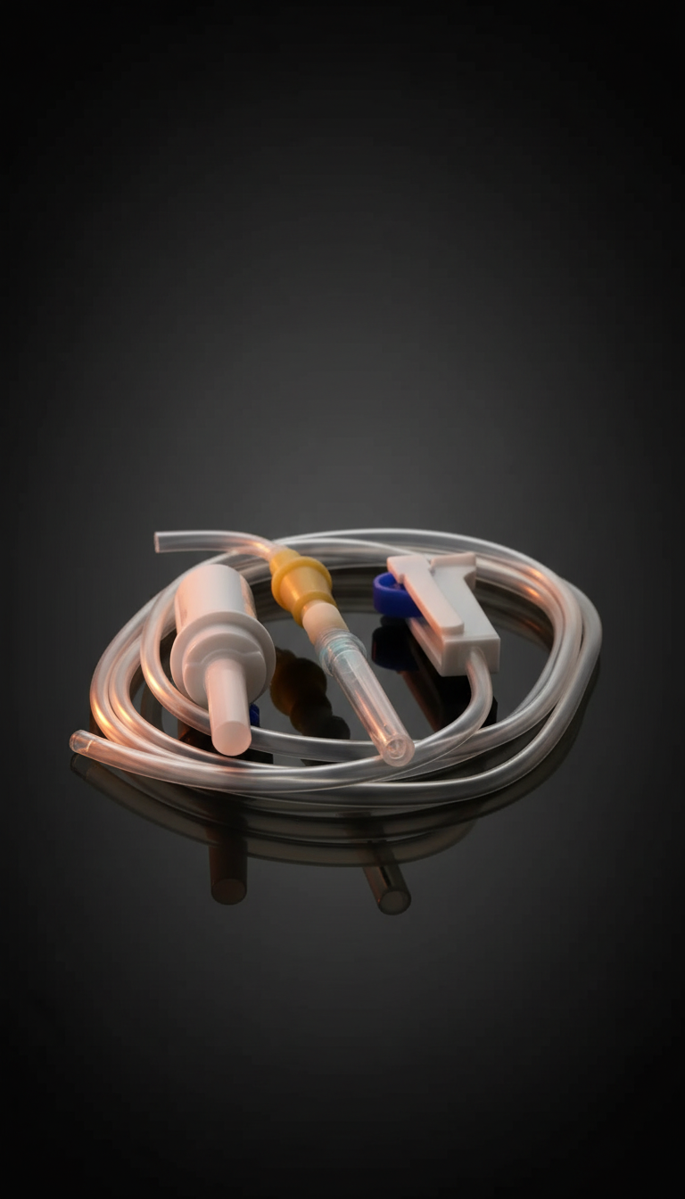 Tubing set staged for leak-test evaluation