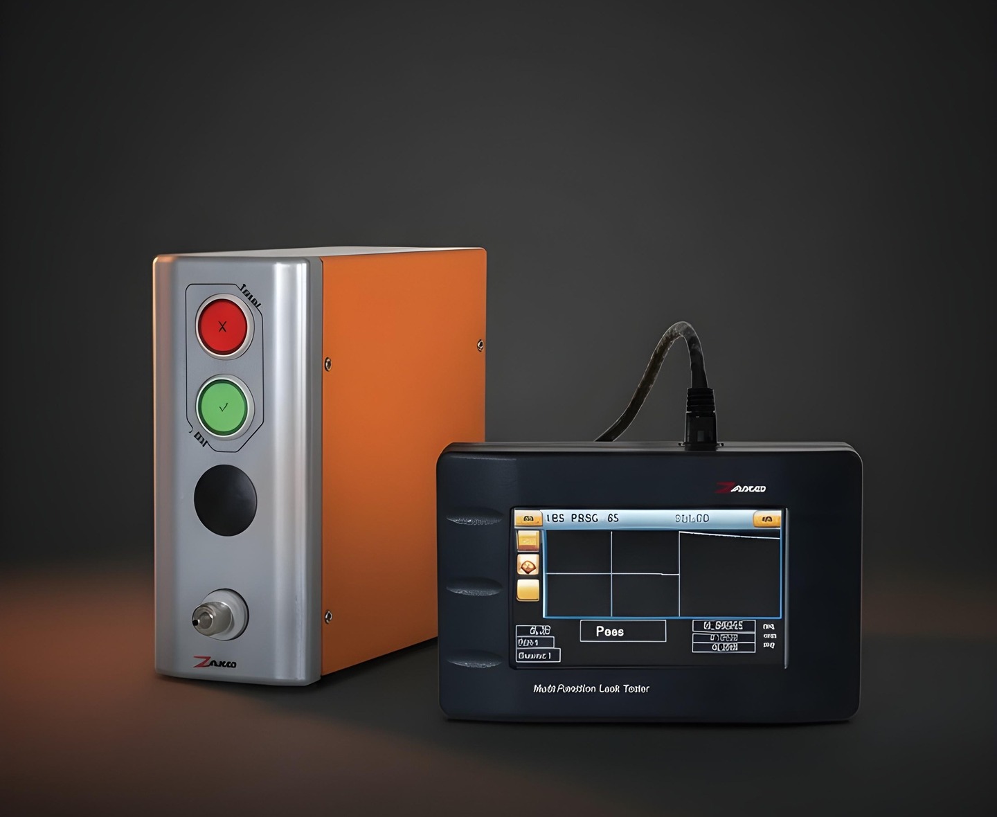 Pair of Zaxis iKit automated air leak testers on a studio stage