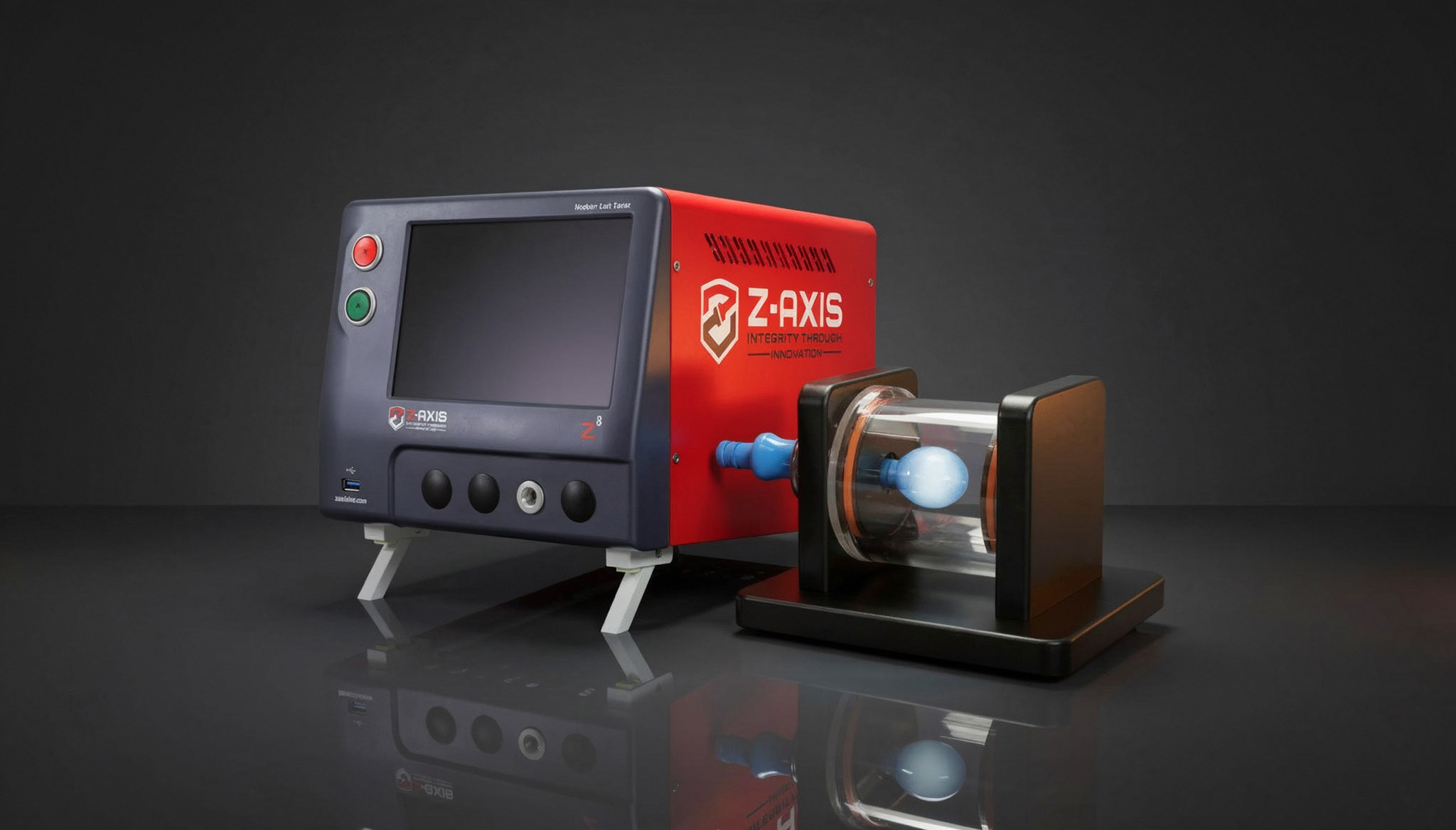 Zaxis Z8 air leak tester shown with a balloon catheter test application