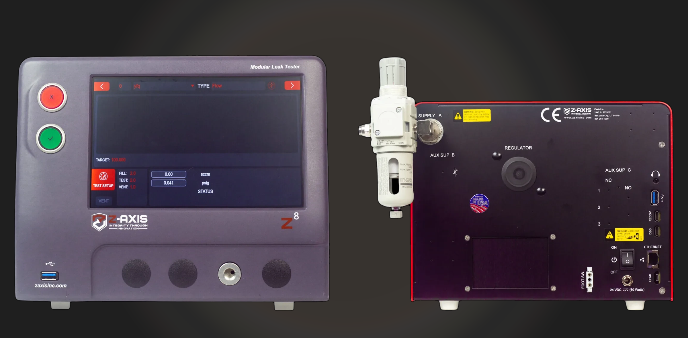 Zaxis Z8 leak tester front and back