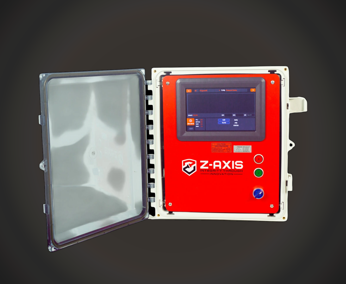 Zaxis Z8N air leak tester mounted in its sealed NEMA enclosure